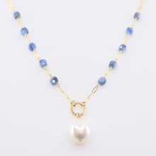 Load image into Gallery viewer, Kyanite Faceted Cube and Baroque Pearl Gemstone Necklace
