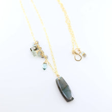 Load image into Gallery viewer, Luminous Labradorite Necklace with Asymmetrical Gemstone Clu

