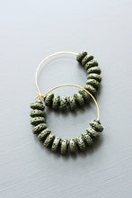 Load image into Gallery viewer, LEXE03 Moss lava hoop earrings
