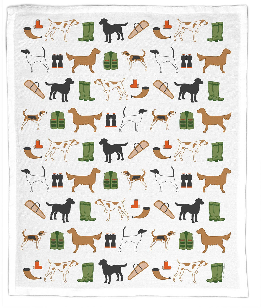 Hunting Dogs, Organic Cotton Tea Towel