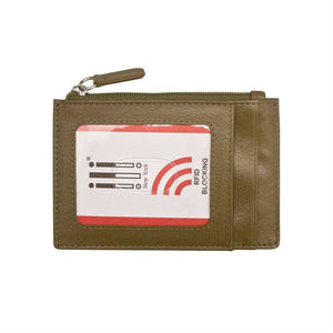 Leather CC-ID Holder with Zip Pocket