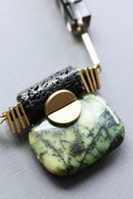 Load image into Gallery viewer, LEX219  Green jasper ArtDeco pendant necklace
