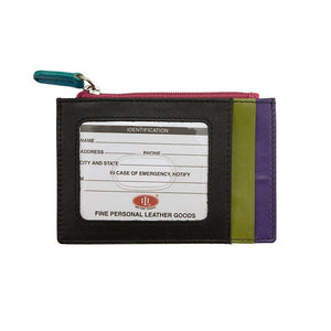 Leather CC-ID Holder with Zip Pocket