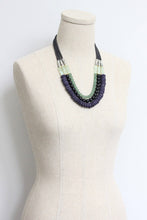 Load image into Gallery viewer, LEX621 Triple strand purple and green necklace
