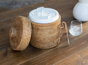 Artifacts Rattan Ice Bucket with Tongs