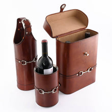 Load image into Gallery viewer, Premium Genuine Leather Bit Wine Bottle Chiller  - Stainless Lined
