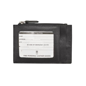 Leather CC-ID Holder with Zip Pocket