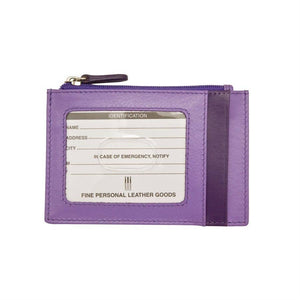 Leather CC-ID Holder with Zip Pocket