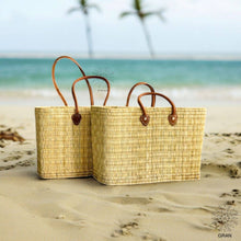 Load image into Gallery viewer, Market Reed Storage, Leather Baskets Shopping Bag.
