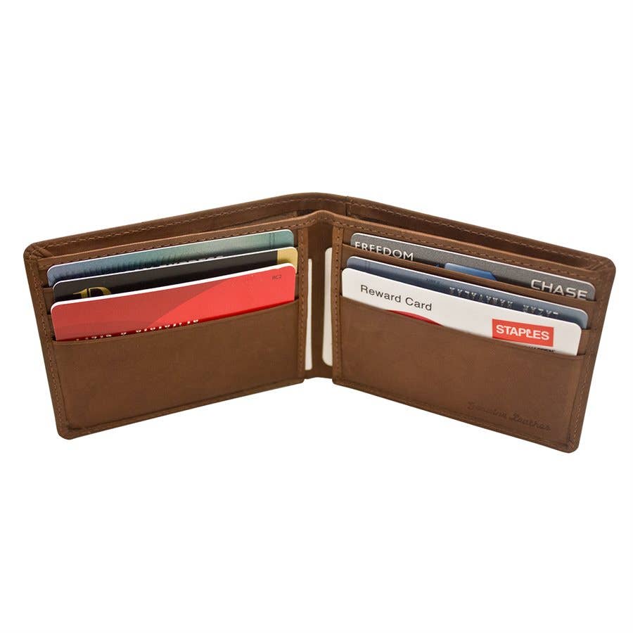Leather Bifold Men's Wallet with Back ID Holder