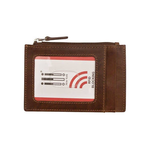 Leather CC-ID Holder with Zip Pocket