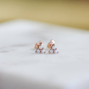 Three Stone Opal Studs