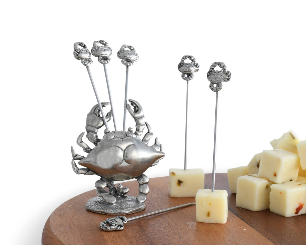 Pewter Blue Crab Cheese Pick Set