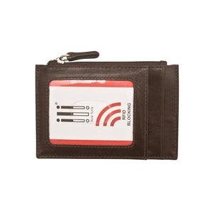 Leather CC-ID Holder with Zip Pocket