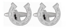 Load image into Gallery viewer, Horseshoe Rhodium Plated Cufflinks
