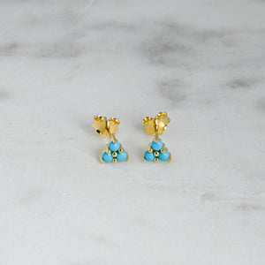 Three Stone Turquoise Studs