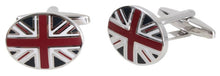 Load image into Gallery viewer, Oval Union Jack Rhodium Plated Cufflinks
