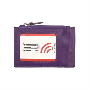 Leather CC-ID Holder with Zip Pocket