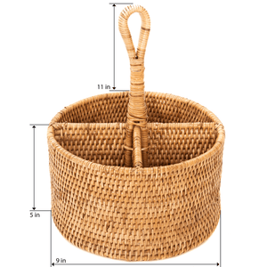 Artifacts Rattan 4 Section Caddy/Cutlery Holder