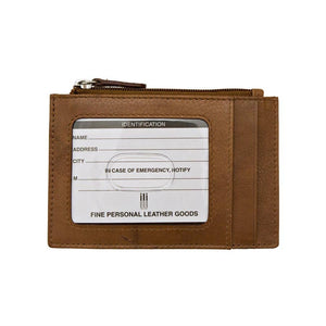 Leather CC-ID Holder with Zip Pocket