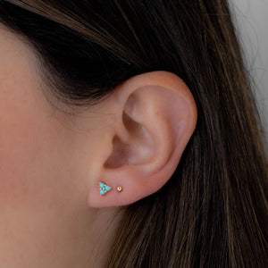 Three Stone Turquoise Studs