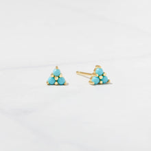 Load image into Gallery viewer, Three Stone Turquoise Studs
