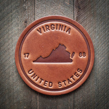 Load image into Gallery viewer, Virginia State Silhouette Leather Coaster
